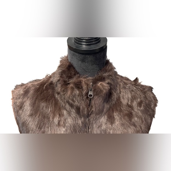 Hilary Radley Brown 100% Rabbit Fur Zip Vest - Size 4 - Picture 4 of 16